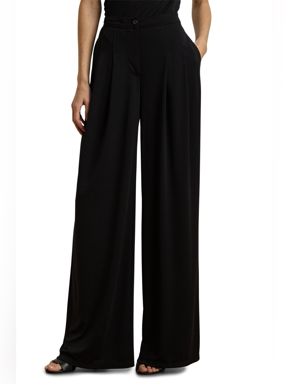 NWT Ralph Lauren Pleated Stretch Jersey Wide-Leg Pant Size 10
